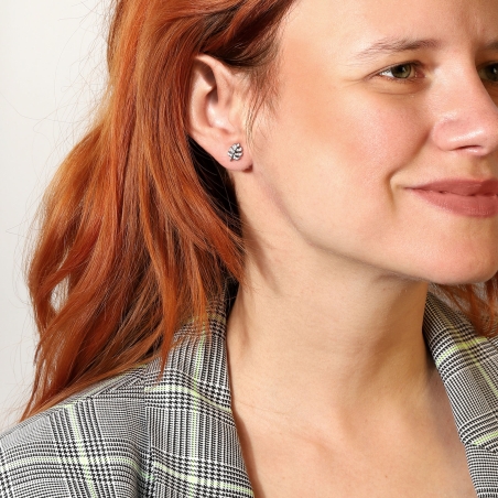 Pendientes Plata ley y circonitas "Mi hoja"