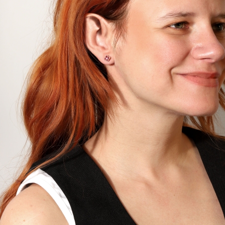 Pendientes Oro 18k, rubíes y diamantes 0.07cts "Vann"