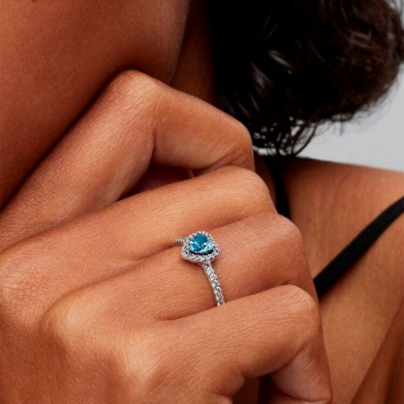 Anillo Pandora corazón azul 198421C10