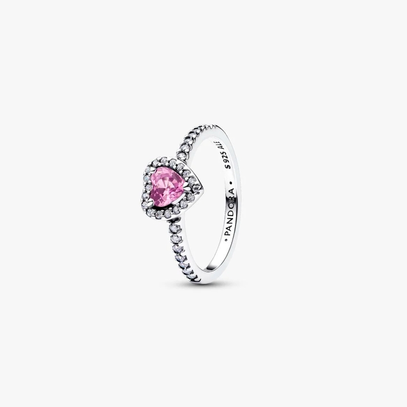 Anillo Pandora corazón rosa 198421C12