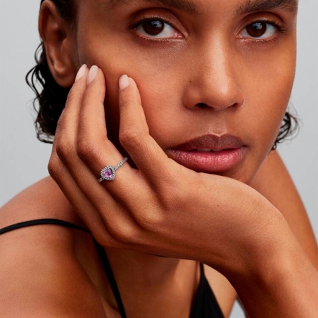 Anillo Pandora corazón rosa 198421C12