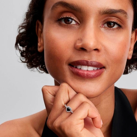 Anillo Pandora corazón negro 198421C04