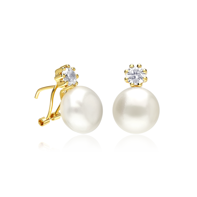 Pendientes Oro 18k circonitas y perlas cultivadas "Tonier"