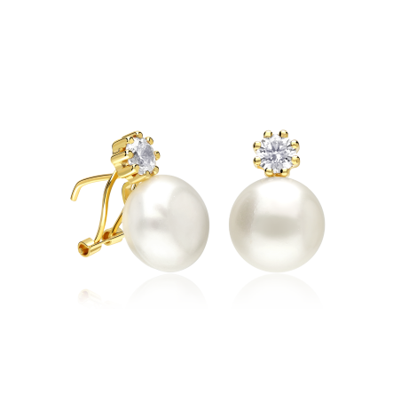 Pendientes Oro 18k circonitas y perlas cultivadas "Tonier"