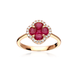 Anillo Oro 18k rubíes y diamantes 0.17cts "Vann"