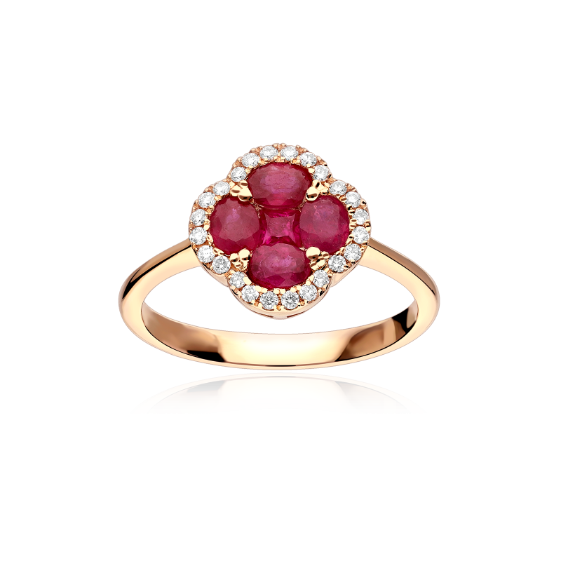 Anillo Oro 18k rubíes y diamantes 0.17cts "Vann"