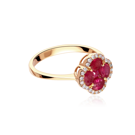 Anillo Oro 18k rubíes y diamantes 0.17cts "Vann"