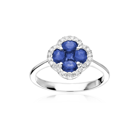 Anillo Oro 18k zafiros y diamantes 0.15cts "Vann"