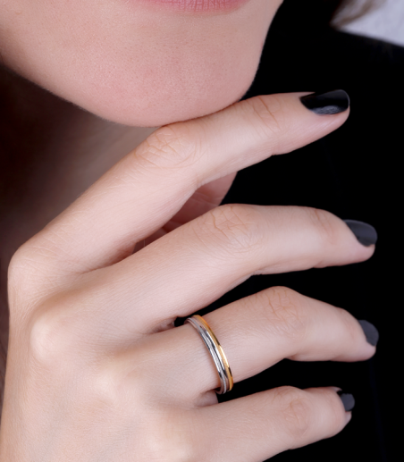 Alianza "Nexo" Oro bicolor 9k 3100058(9)