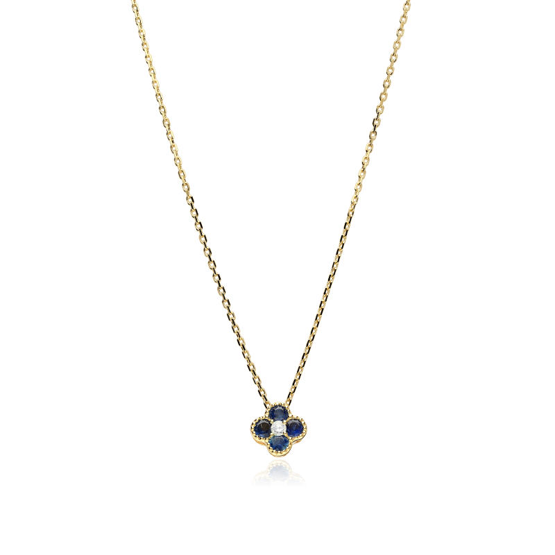 Gargantilla Oro 18k, zafiros y diamante 0.04cts "Vann"