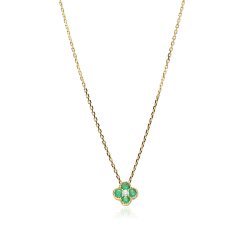 Gargantilla Oro 18k, esmeraldas y diamante 0.04cts "Vann"