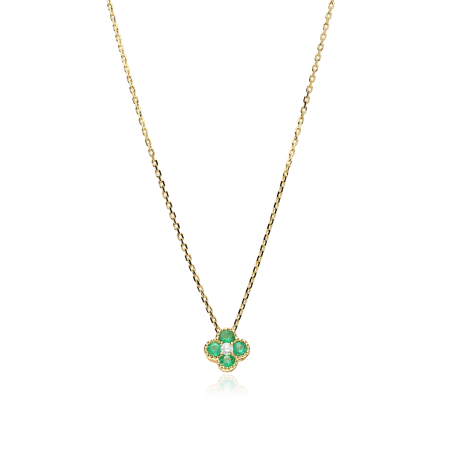 Gargantilla Oro 18k, esmeraldas y diamante 0.04cts "Vann"