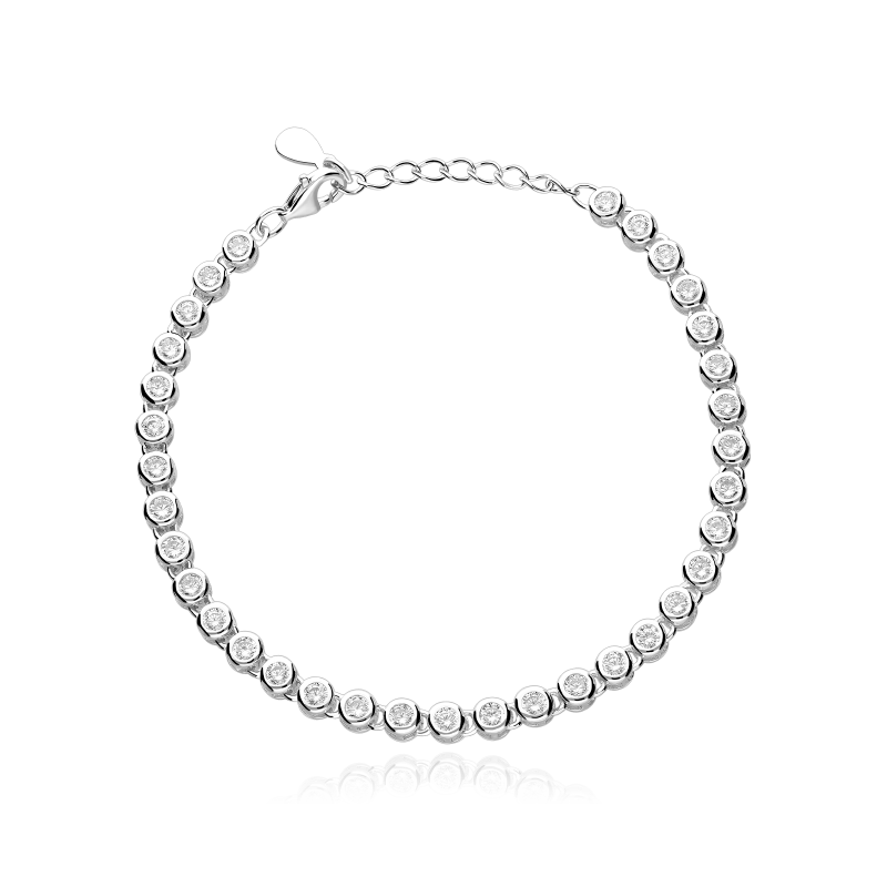 Pulsera plata primera ley y circonitas "Aridane"