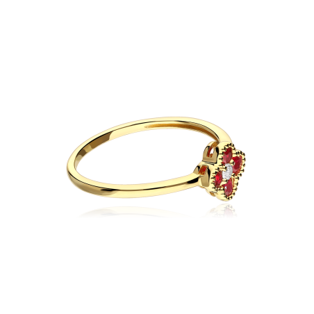 Anillo Oro 18k, rubíes y diamante 0.04cts "Vann"