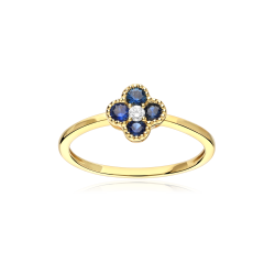 Anillo Oro 18k, zafiros y diamante 0.04cts "Vann"