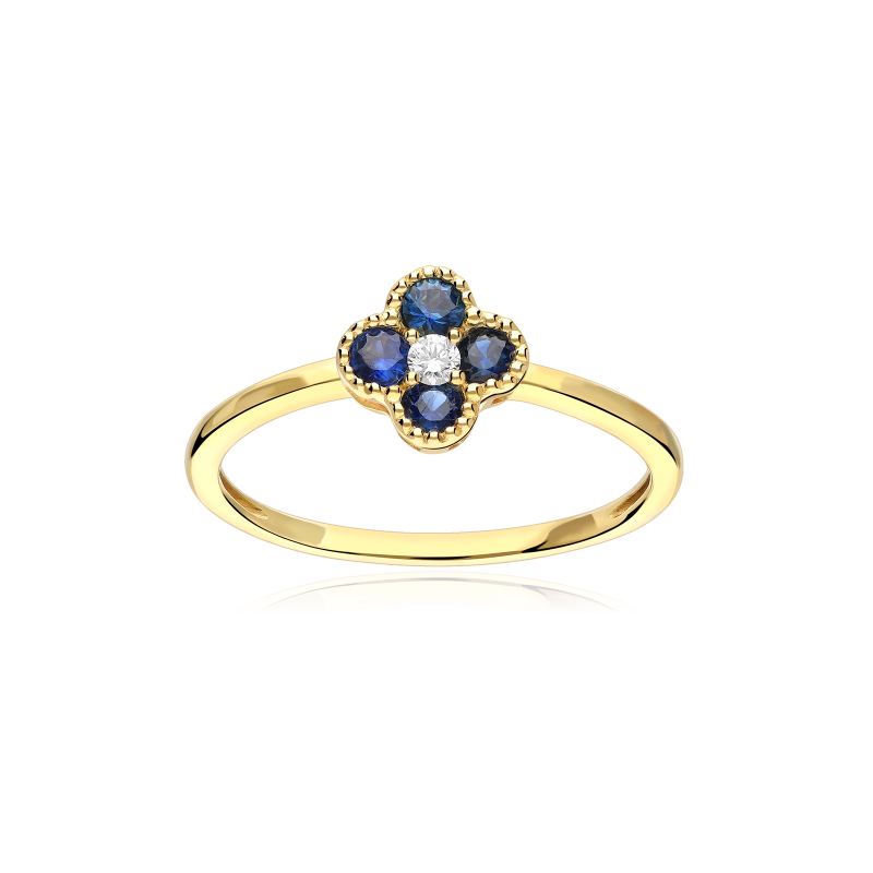 Anillo Oro 18k, zafiros y diamante 0.04cts "Vann"