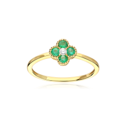 Anillo Oro 18k, esmeraldas y diamante "Vann"