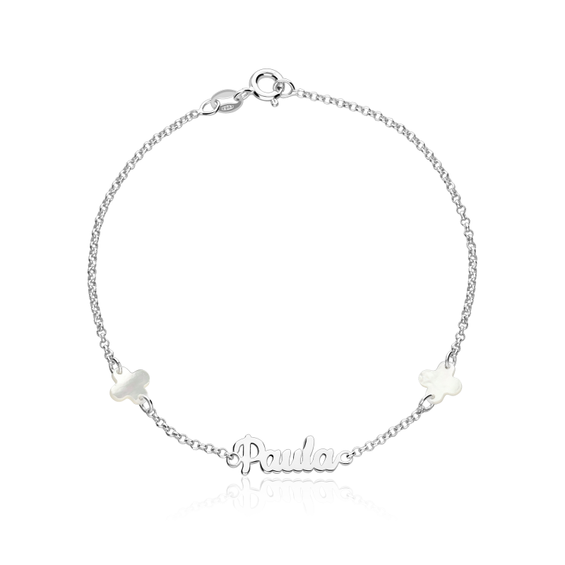 Pulsera personalizable Plata primera ley y nácar "Billie"