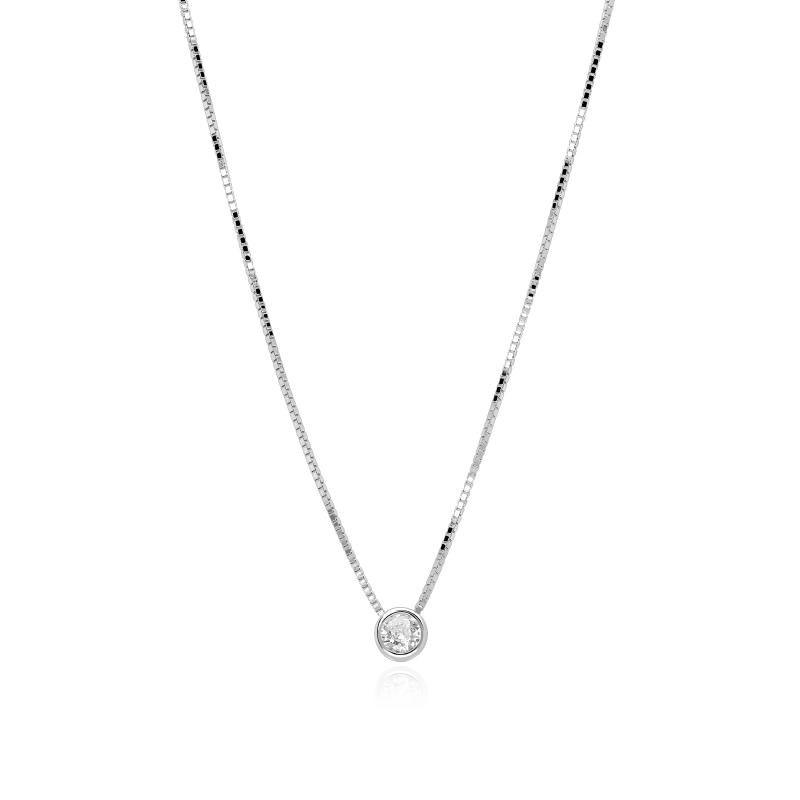 Gargantilla Plata primera ley y circonita "Baiser"