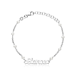 Pulsera personalizable Plata ley y perlas "Emerine"