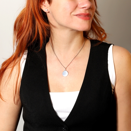 Colgante Placa Plata primera ley 18mm "Atlas"