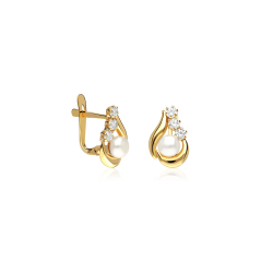 Pendientes Oro 9k, perlas y circonitas "Vega"