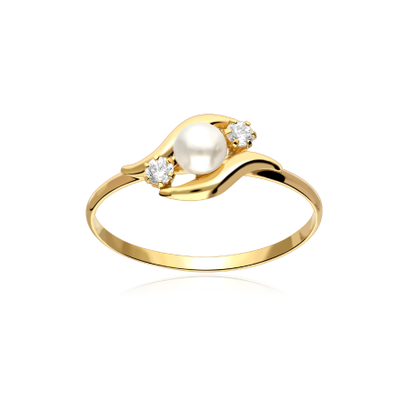 Anillo Oro 9k, perlas y circonitas "Vega"