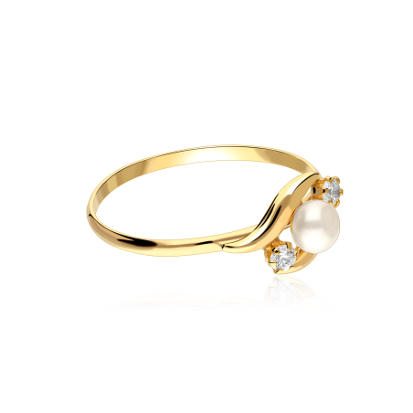 Anillo Oro 9k, perlas y circonitas "Vega"