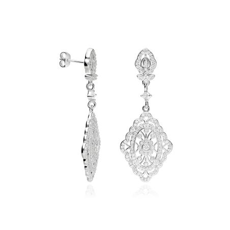 Pendientes Plata primera ley y circonitas "Kenona"