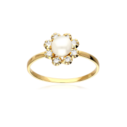 Anillo Oro 9k, perlas  y circonitas "Marge"