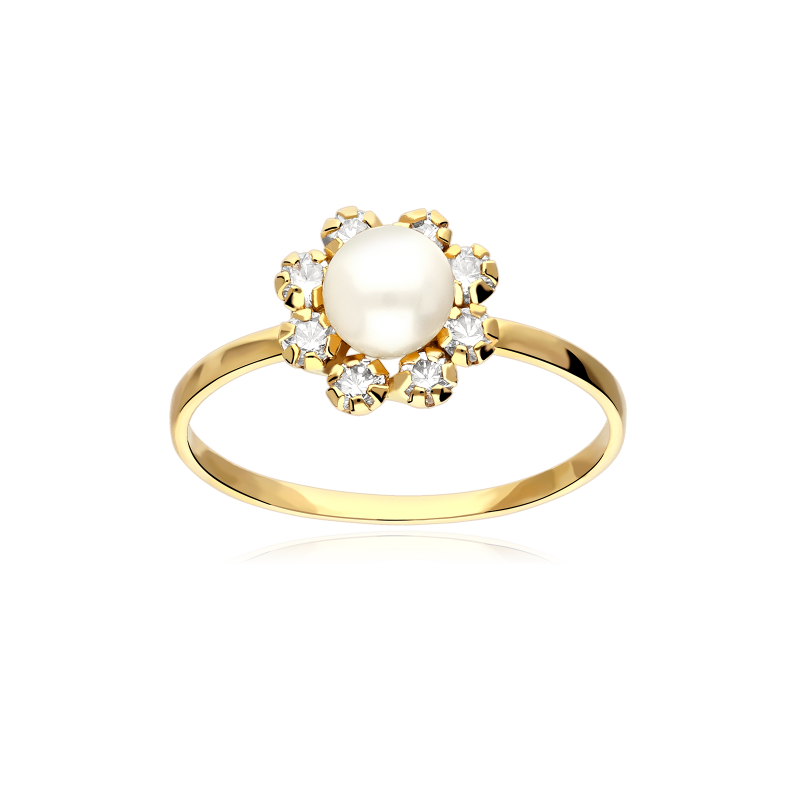 Anillo Oro 9k, perlas  y circonitas "Marge"