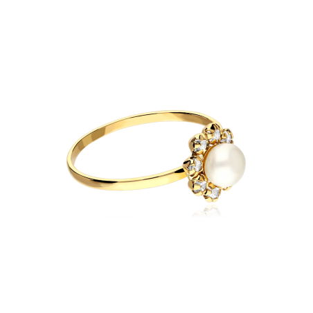 Anillo Oro 9k, perlas  y circonitas "Marge"