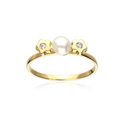 Anillo Oro 9k, perlas y circonitas "Redna"