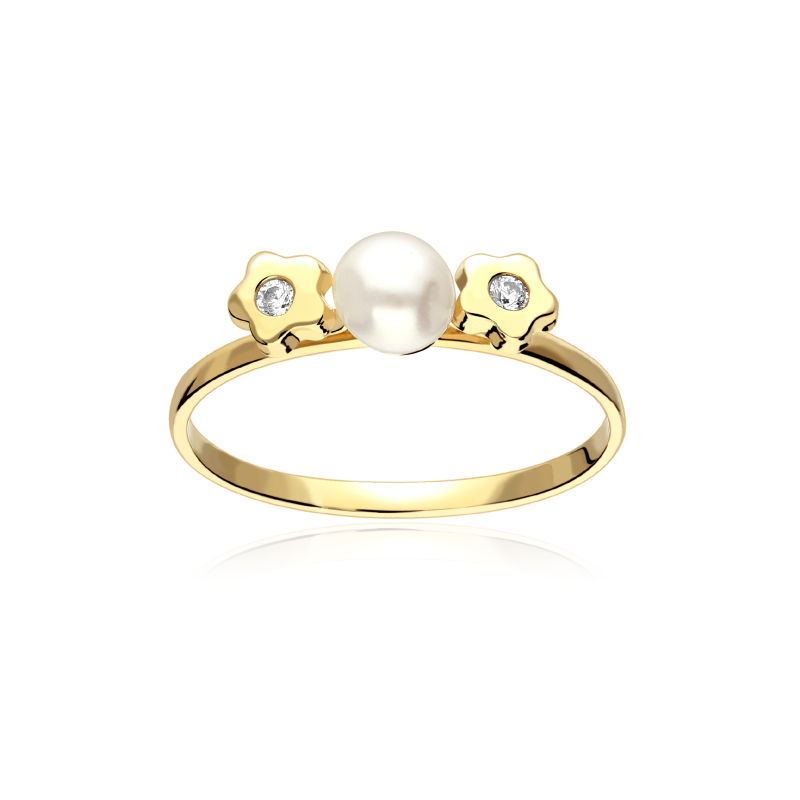 Anillo Oro 9k, perlas y circonitas "Redna"
