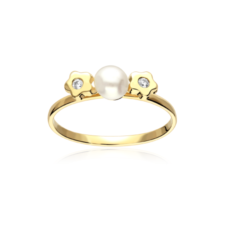 Anillo Oro 9k, perlas y circonitas "Redna"