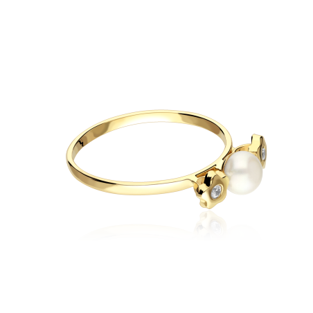 Anillo Oro 9k, perlas y circonitas "Redna"