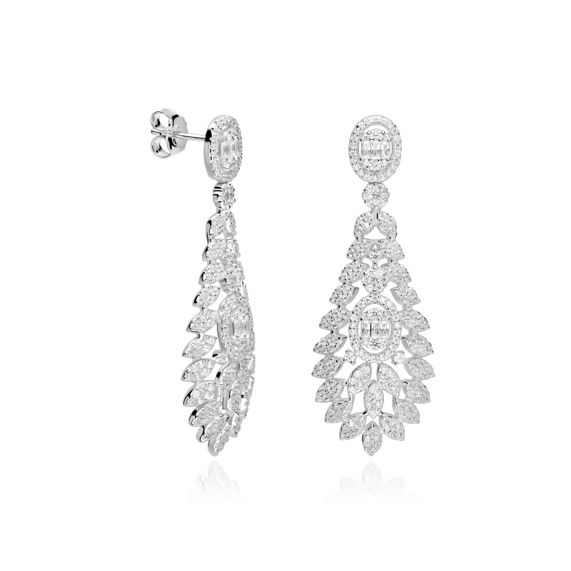 Pendientes Plata primera ley y circonitas "Renona"