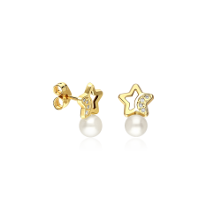 Pendientes Oro 9k, perlas y circonitas "Stella"