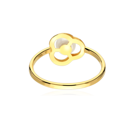 Anillo plata baño oro y perla "Tri"