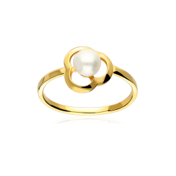 Anillo plata baño oro y perla "Tri"