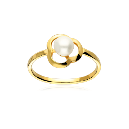 Anillo plata baño oro y perla "Tri"