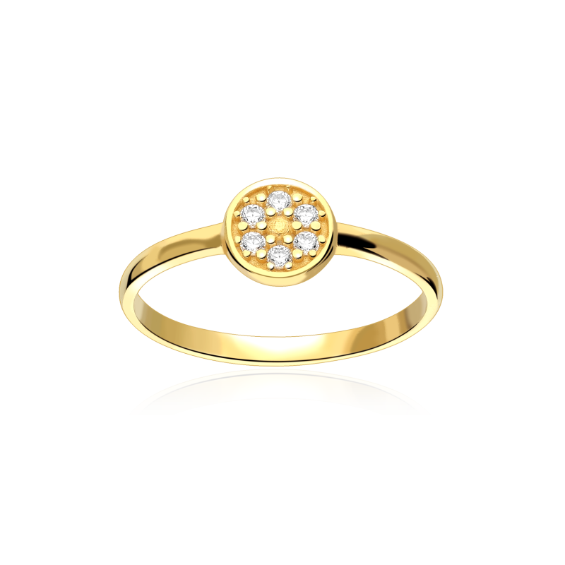 Anillo plata de ley, baño de oro y circonitas "Ellen"