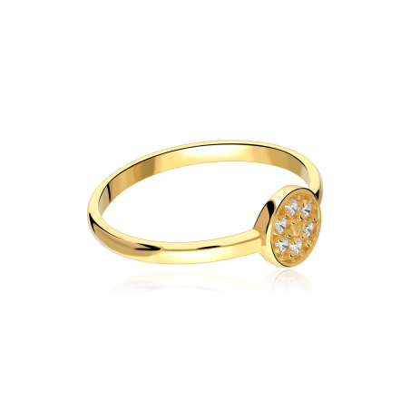 Anillo plata de ley, baño de oro y circonitas "Ellen"