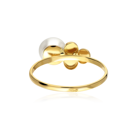 Anillo Oro 18k, circonitas y perlas "Trebi"