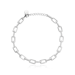 Pulsera Plata primera ley y circonitas "Swaro"
