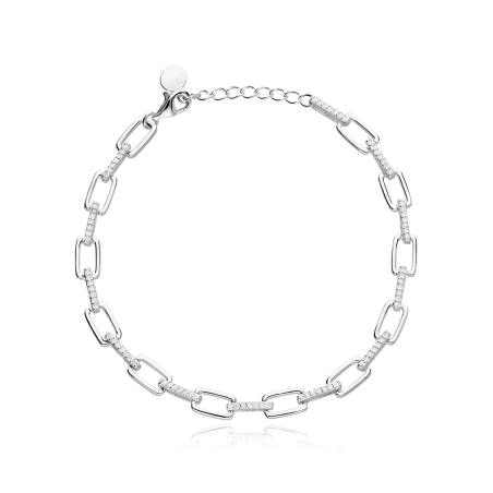 Pulsera Plata primera ley y circonitas "Swaro"