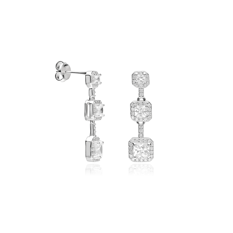 Pendientes plata primera ley y circonitas "Blop"