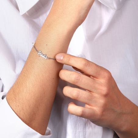 Pulsera personalizable Plata primera ley y nácar "Billie"