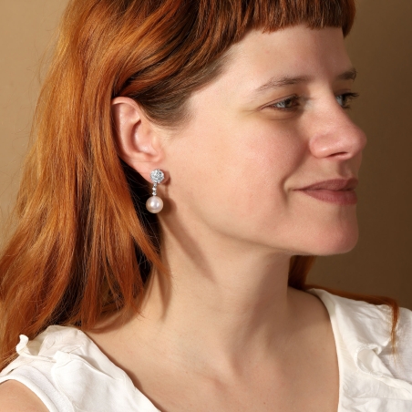 Pendientes Oro 18k, perlas y diamantes 1.176cts "Bride to be"