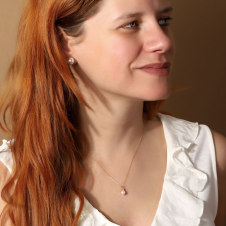 Gargantilla oro 18k circonita y perla "Godo"